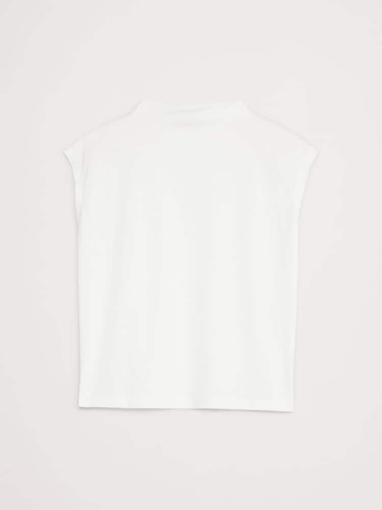 Banana Republic White Silky Cotton Mock-Neck Top - Image 4 of 4