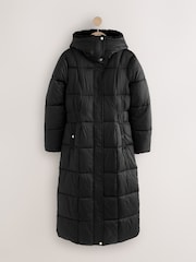 Black Shower Resistant Padded Longline Coat - Image 1 of 4