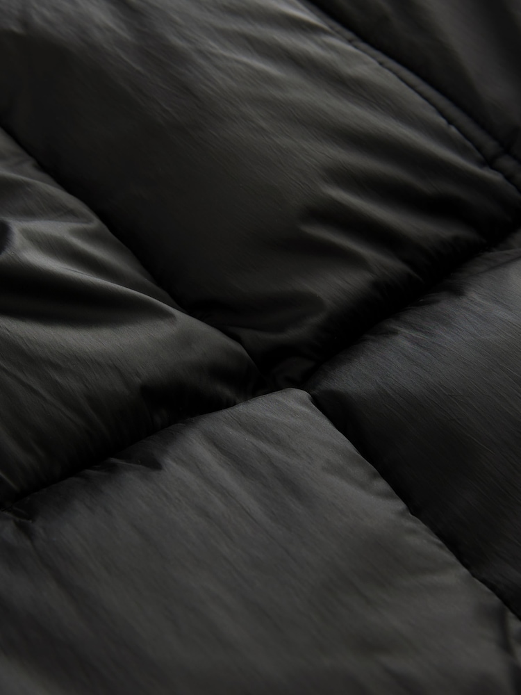 Black Shower Resistant Padded Longline Coat - Image 2 of 4 Black Shower Resistant Padded Longline Coat - Image 2 of 4