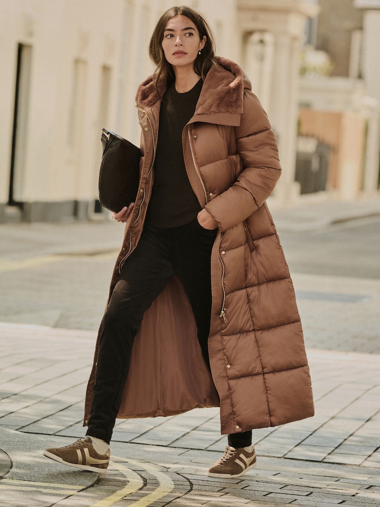 Toffee Shower Resistant Padded Longline Coat - Image 1 of 6