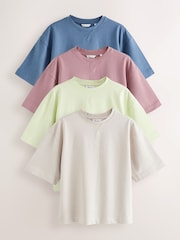 Blue/Grey/Pink/Green 4 Pack Oversized Heavyweight T-shirts - Image 1 of 3