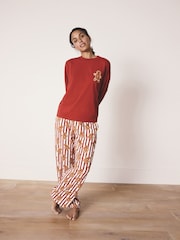 Red Gingerbread Matching Family Christmas Cosy Long Sleeve Pyjamas - Image 3 of 10