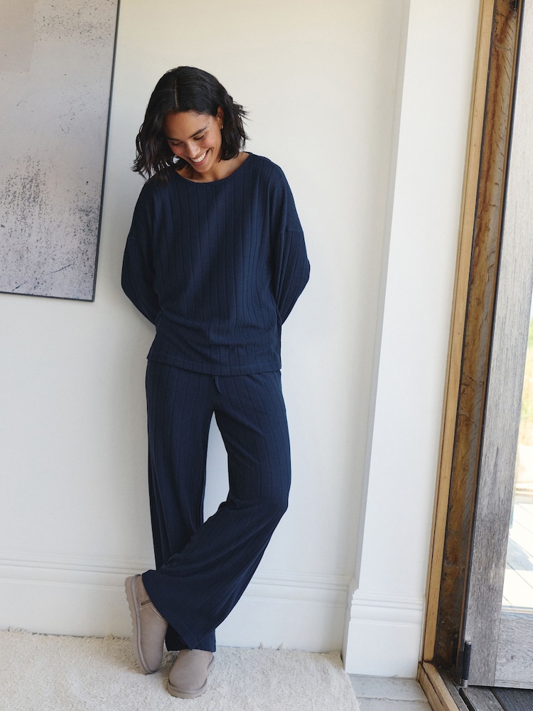 Navy Cosy Long Sleeve Pyjamas - Image 1 of 8 Navy Cosy Long Sleeve Pyjamas - Image 1 of 8