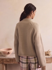 Neutral Knitted Funnel Neck Jumper - Image 5 of 10