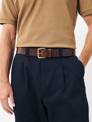 Brown Casual Leather Belt With Roller Buckle - Image 1 of 4