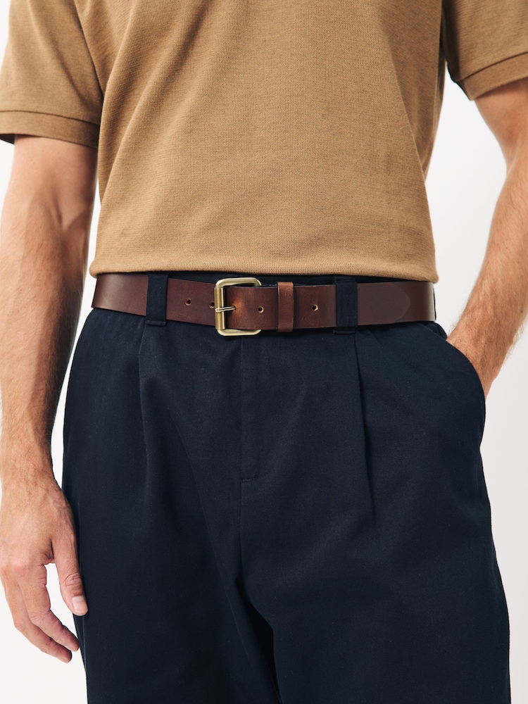 Brown Casual Leather Belt With Roller Buckle - Image 1 of 4