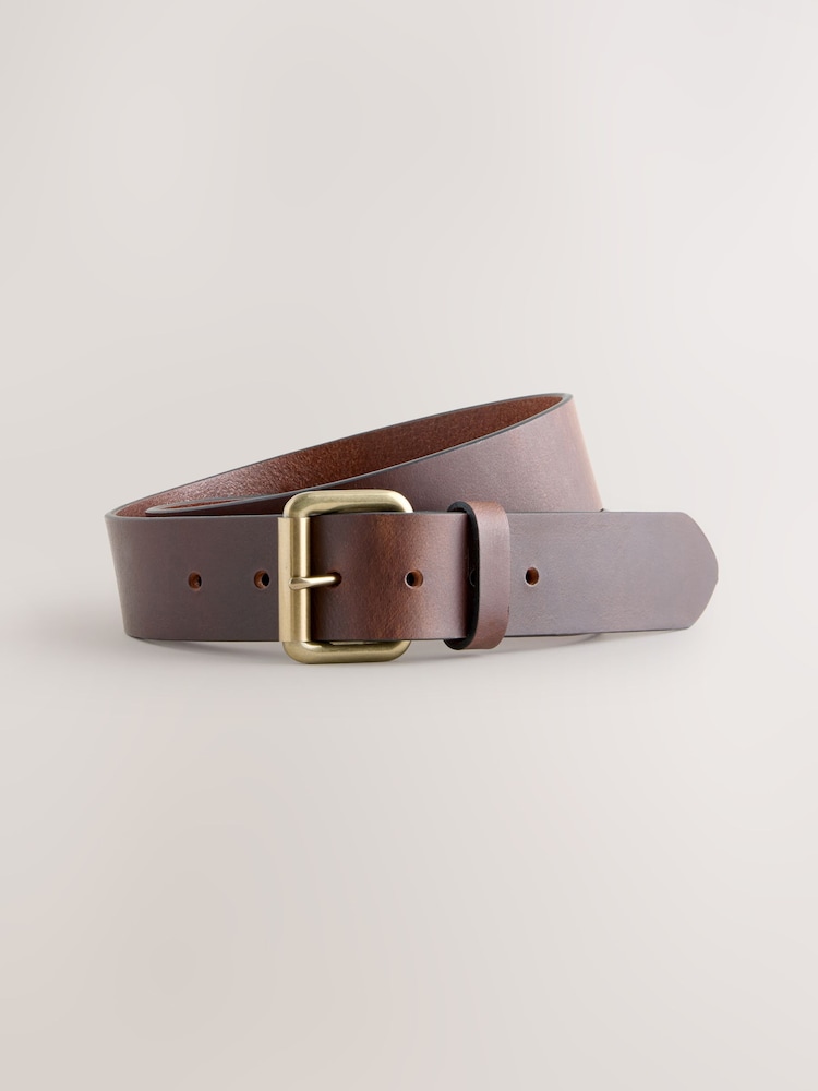 Brown Casual Leather Belt With Roller Buckle - Image 2 of 4