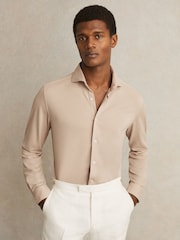 Reiss Mink Bobby Modal Blend Cutaway Collar Shirt - Image 1 of 7