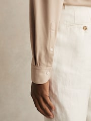 Reiss Mink Bobby Modal Blend Cutaway Collar Shirt - Image 5 of 7