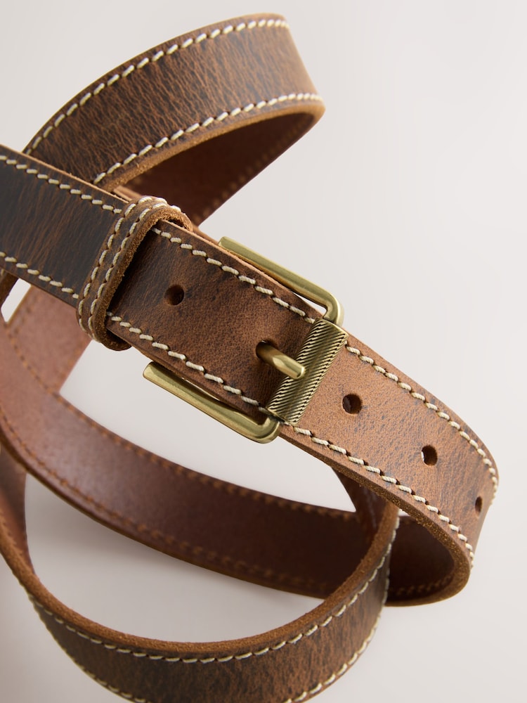 Brown Casual Leather Belt - Image 2 of 3