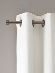 White Matte Velvet Faux Fur Trim Blackout/Thermal Eyelet Curtains - Image 3 of 7