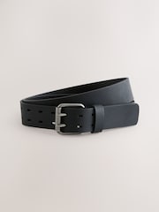 Black Double Prong Casual Leather Belt - Image 1 of 3