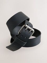 Black Double Prong Casual Leather Belt - Image 2 of 3