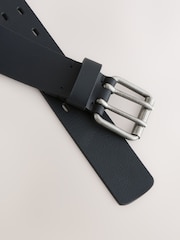 Black Double Prong Casual Leather Belt - Image 3 of 3