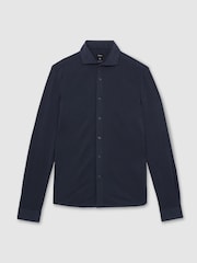 Reiss Navy Bobby Modal-Blend Cutaway-Collar Shirt Regular-Fit - Image 2 of 7