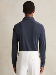Reiss Navy Bobby Modal-Blend Cutaway-Collar Shirt Regular-Fit - Image 5 of 7
