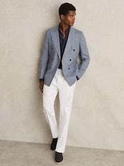 Reiss Navy Bobby Modal-Blend Cutaway-Collar Shirt Regular-Fit - Image 6 of 7