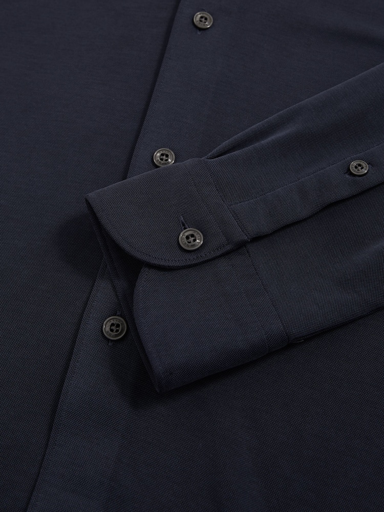 Reiss Navy Bobby Modal-Blend Cutaway-Collar Shirt Regular-Fit - Image 7 of 7