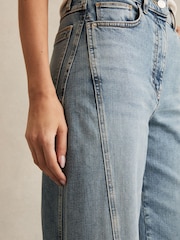 Reiss Light Blue Fern Petite Twist Seam Wide Leg Jeans - Image 4 of 7