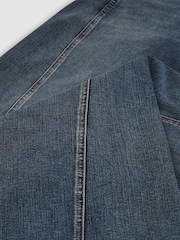 Reiss Mid Blue Fern Twist Seam Wide Leg Jeans - Image 6 of 6
