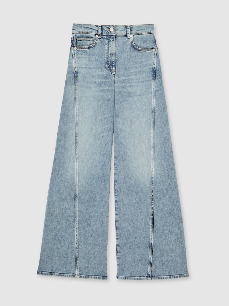 Reiss Light Blue Fern Twist Seam Wide Leg Jeans - Image 2 of 7