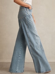 Reiss Light Blue Fern Twist Seam Wide Leg Jeans - Image 6 of 7