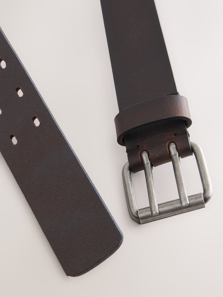 Brown Double Prong Casual Leather Belt - Image 2 of 2
