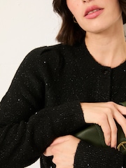 FatFace Jasmine Black Sparkle Knitted Cardigan - Image 4 of 6
