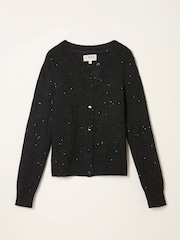 FatFace Jasmine Black Sparkle Knitted Cardigan - Image 6 of 6