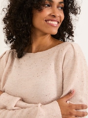 FatFace Jasmine Pale Pink Sparkle Knitted Jumper - Image 3 of 5
