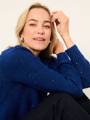 FatFace Jasmine Cobalt Blue Sparkle Knitted Jumper - Image 4 of 5