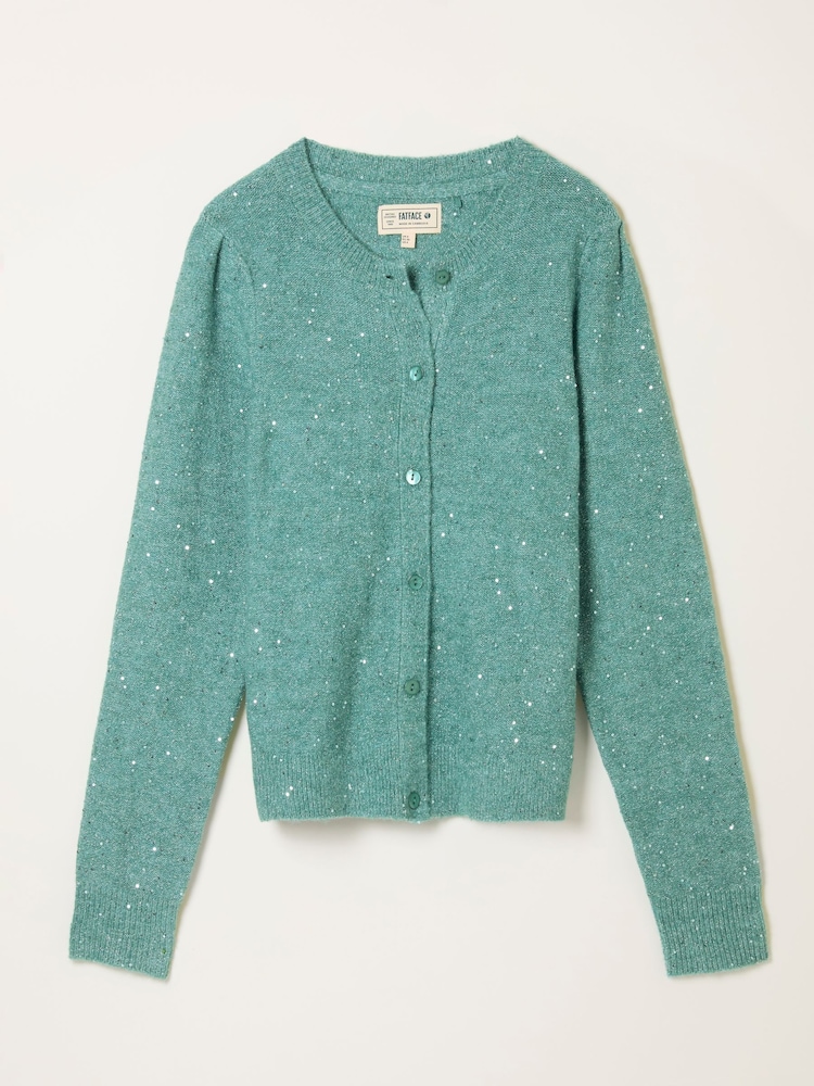 FatFace Jasmine Aqua Blue Sparkle Knitted Cardigan - Image 6 of 6 FatFace Jasmine Aqua Blue Sparkle Knitted Cardigan - Image 6 of 6