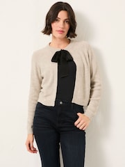 FatFace Jasmine Ivory Sparkle Tie Front Knitted Cardigan - Image 1 of 5