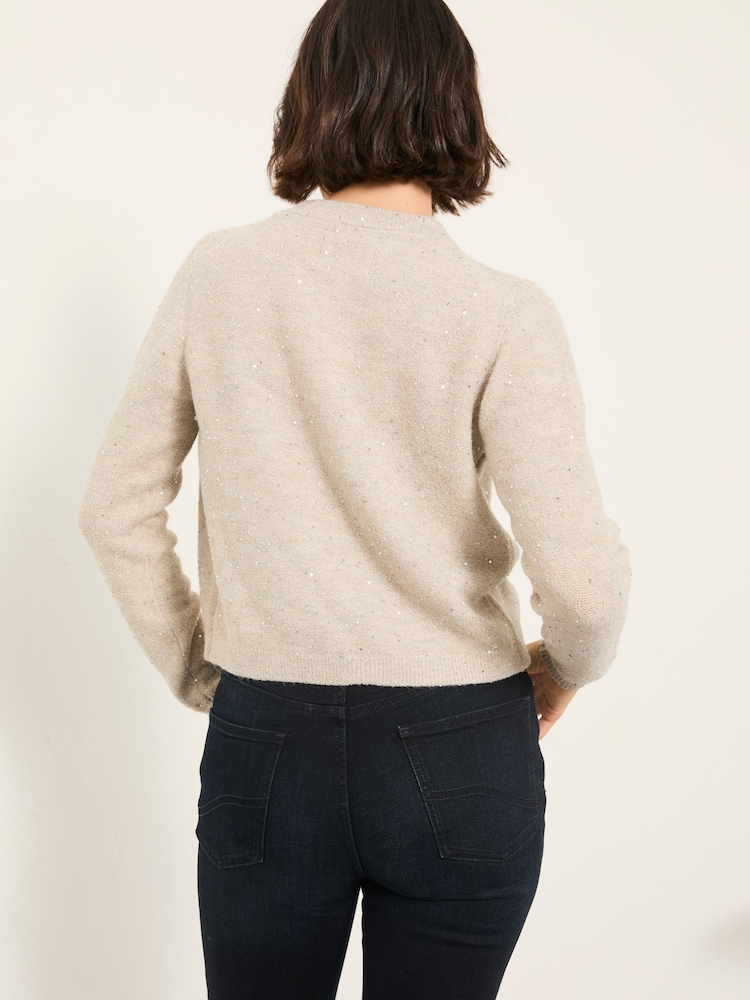 FatFace Jasmine Ivory Sparkle Tie Front Knitted Cardigan - Image 2 of 5