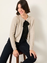 FatFace Jasmine Ivory Sparkle Tie Front Knitted Cardigan - Image 4 of 5