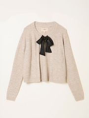 FatFace Jasmine Ivory Sparkle Tie Front Knitted Cardigan - Image 5 of 5