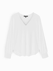 Black/White Long Sleeve V-Neck Jersey Blouse 2 Pack - Image 4 of 4