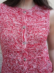 Threadbare Red Button Through Pointelle Knit Vest - Image 4 of 6