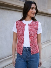 Threadbare Red Button Through Pointelle Knit Vest - Image 5 of 6