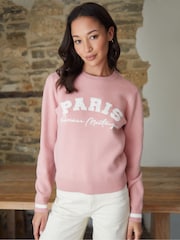 rožnata - Threadbare pleten pulover Varsity - Slika 1 iz 4