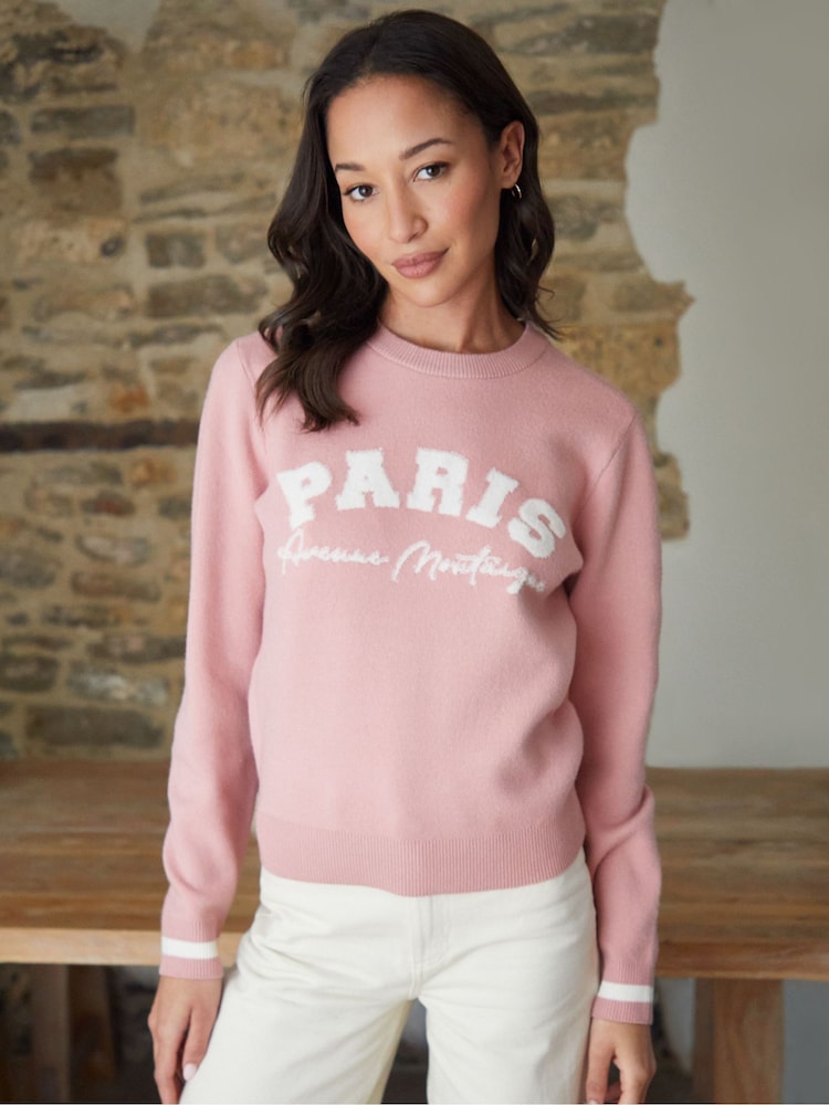 rožnata - Threadbare pleten pulover Varsity - Slika 1 iz 4