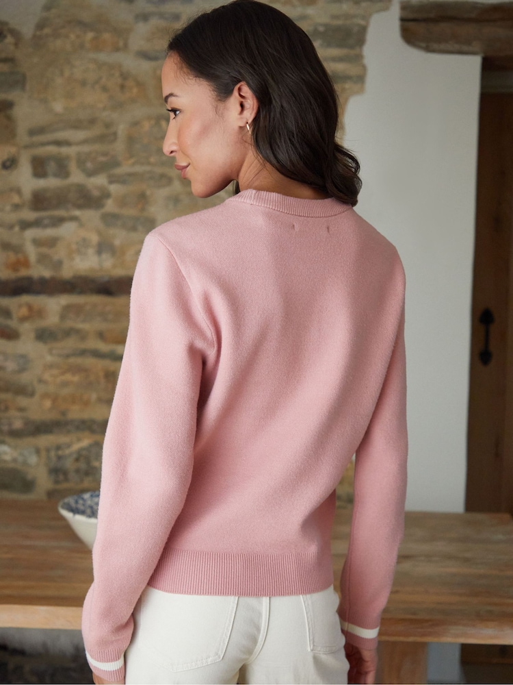 rožnata - Threadbare pleten pulover Varsity - Slika 2 iz 4