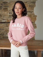 rožnata - Threadbare pleten pulover Varsity - Slika 3 iz 4