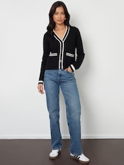 črna - Threadbare Contrast Edge pletena pletena jopa - Slika 2 iz 5