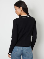 črna - Threadbare Contrast Edge pletena pletena jopa - Slika 5 iz 5