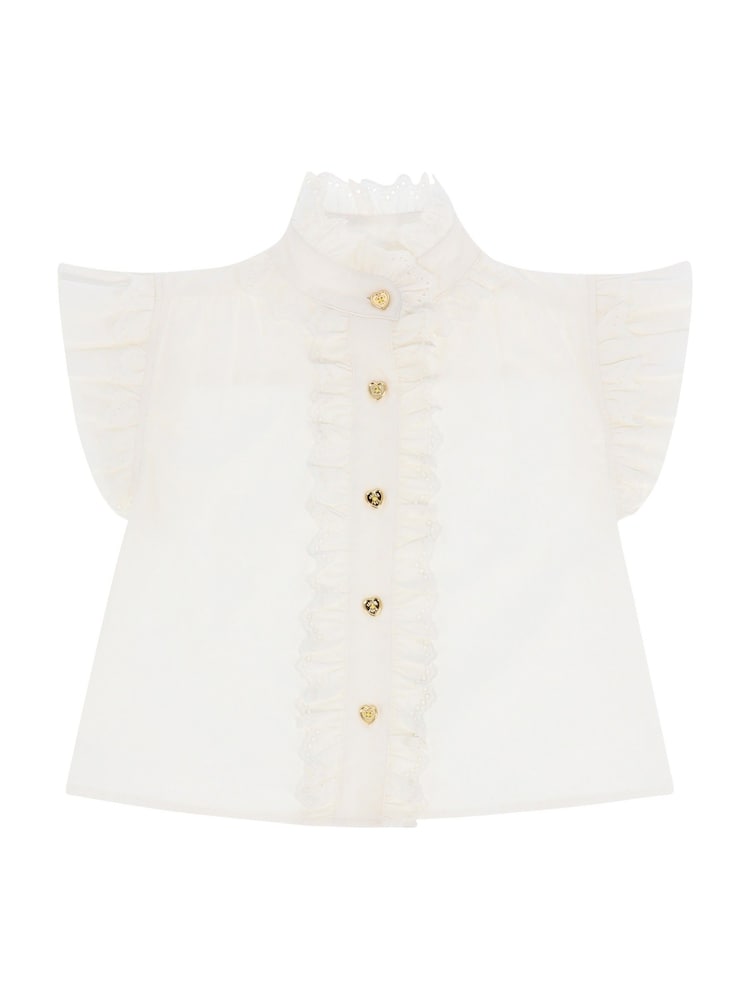Angels Face 100% Cotton Neo Short Sleeve Frill White Blouse - Image 1 of 2