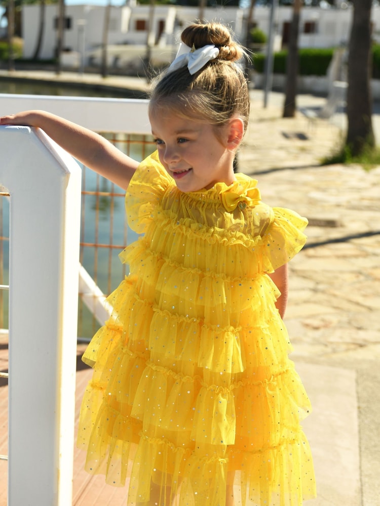 Angels Face Yellow Mitzi Sparkle Tiered Dress - Image 1 of 3