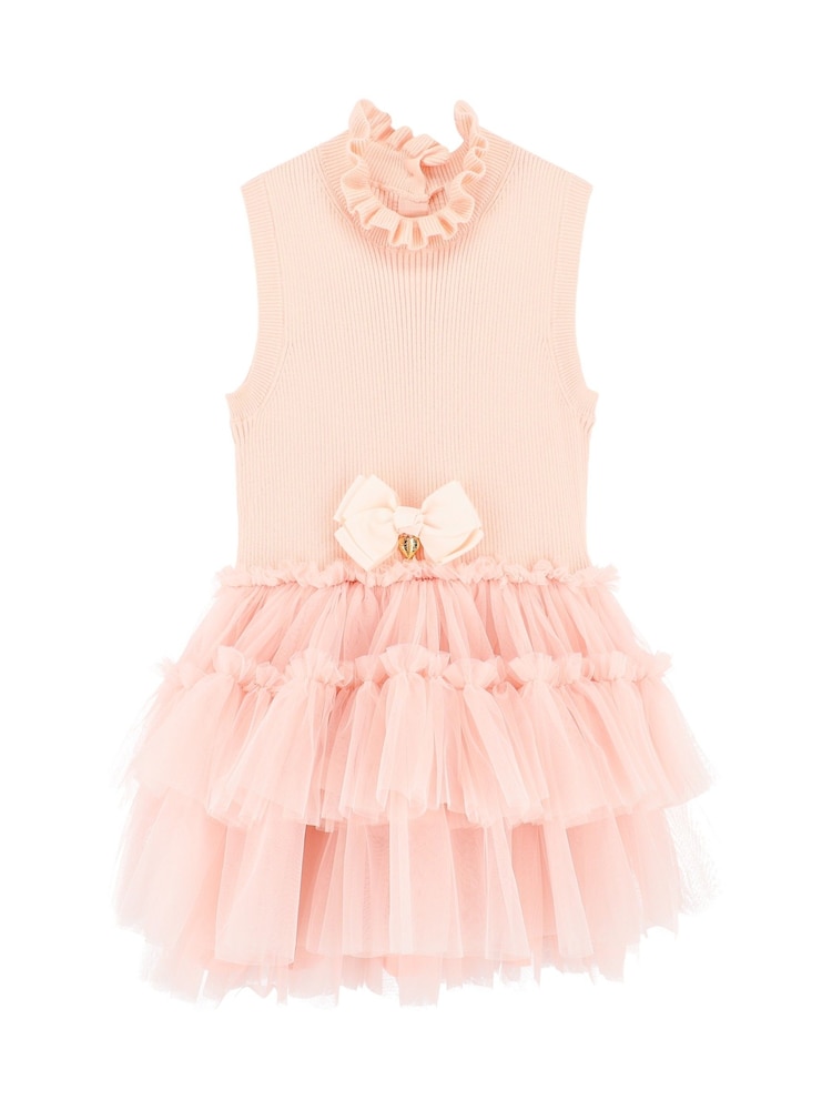 Angels Face Pink Eunice Sleeveless Knit With Tulle 100% Cotton Dress - Image 2 of 3