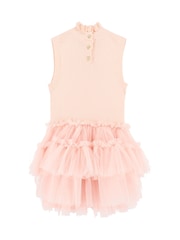 Angels Face Pink Eunice Sleeveless Knit With Tulle 100% Cotton Dress - Image 3 of 3