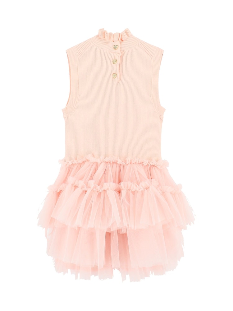 Angels Face Pink Eunice Sleeveless Knit With Tulle 100% Cotton Dress - Image 3 of 3